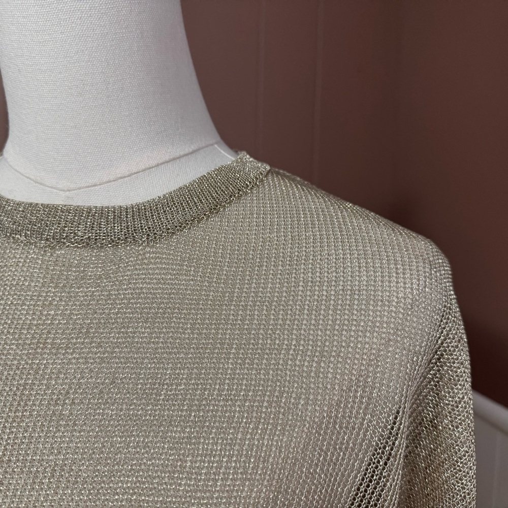NWT Edikted Aviva Cropped Metallic Long Sleeve Top - Picture 8 of 15